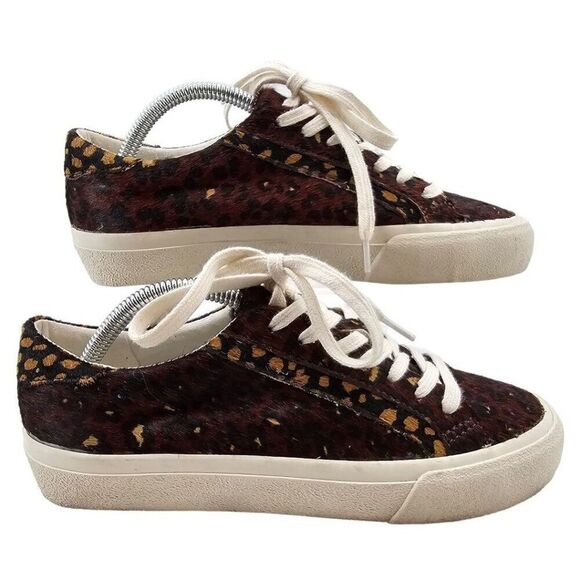 Madewell Womens 5.5 Sidewalk Low Top Sneakers in Painted Leopard Colorblock Calf - Picture 1 of 15